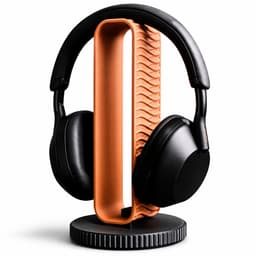 Minimalistische Koptelefoon Standaard – Modern Design Headphone Stand – Bureau Organizer – Stijlvolle Headset Houder – Gaming & Office Accessoire – Compact & Stevig – Zwart / Hout Look — thumbnail 1