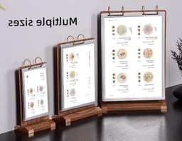 Houten A5 Signaalhouder voor Tafel met Verticale Kaart Flip Display, Dubbelzijdig Flyerframe met 6 Pagina's en Basis — thumbnail 5