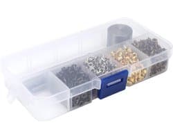 Gouden Koperen Grommets 2mm Set met Schoenveters, Riemen en Oogjes in Plastic Opbergdoos voor Creatieve Projecten en Kleding