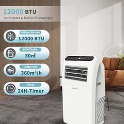 ITRONIQ Mobiele Airco 12000 BTU Met Wifi - 4-in-1 Airconditioner - Koelen - Verwarmen - Ontvochtigen - Ventilator - Smart - Wit — thumbnail 3