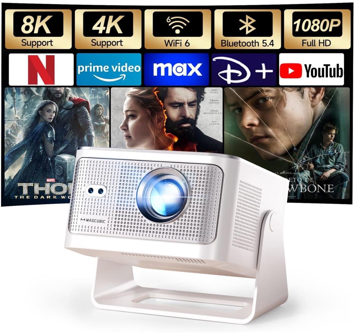 LeeuwenChoice® Mini Beamer - 4K Ondersteuning - WiFi & Bluetooth - Draagbaar voor Thuisbioscoop — afbeelding 1