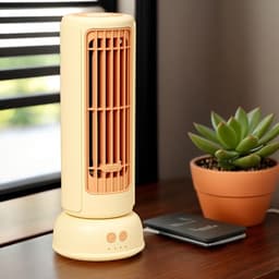 Toren Ventilator - Draagbare Ventilator - Persoonlijke Verkoeling - 3 Snelheden - 26 cm Hoog - Geel — thumbnail 3
