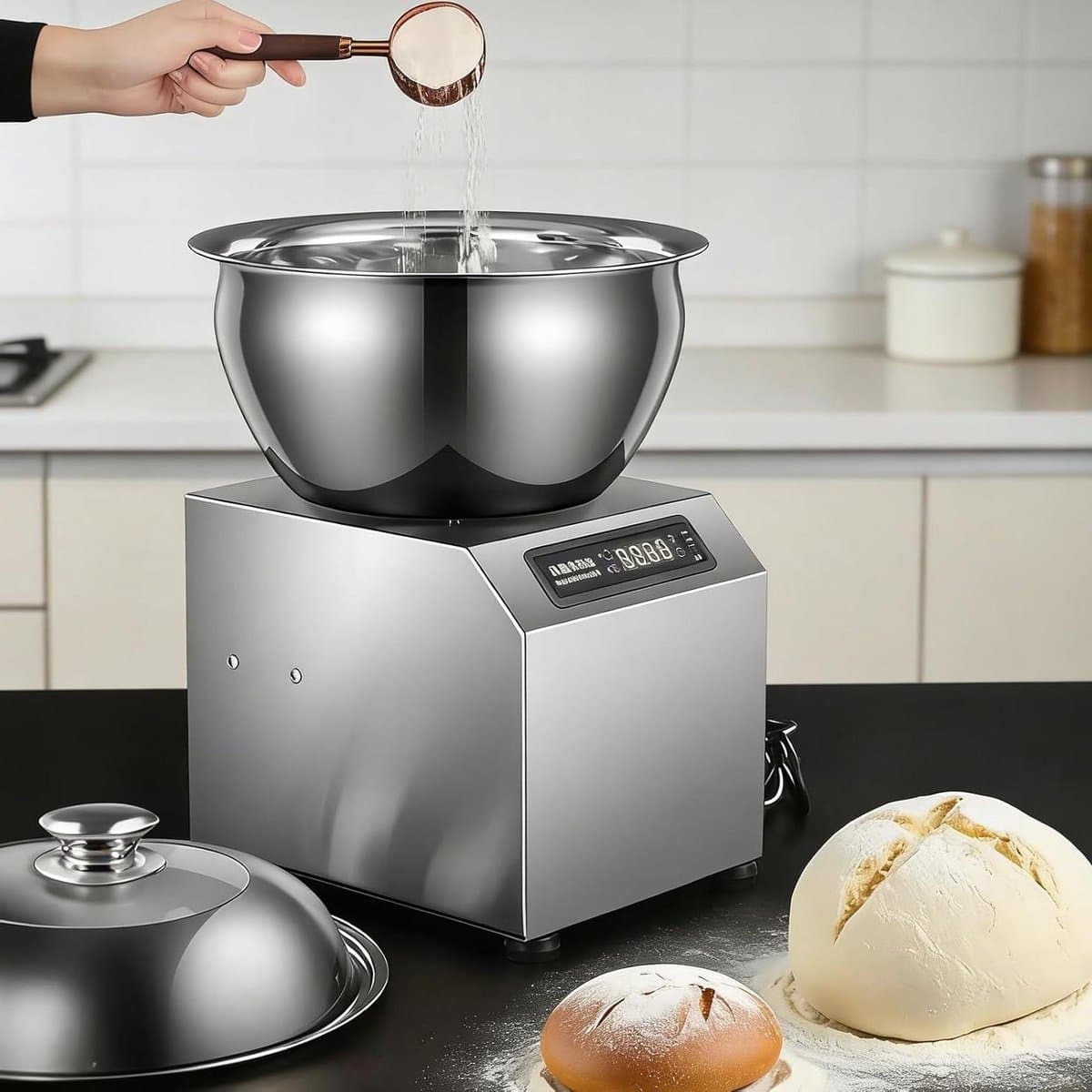 Elektrische Deegmaker - Deegkneedmachine Keuken - Brood Deeg Maken - Krachtige Koperen Motor - 5 of 8 kg - Zilver — afbeelding 1