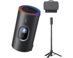 JMGO - PicoPlay + Pack - Picoplay beamer - Tripod statief met Powerbank functie - Reiscover - 450 ISO Lumen - Beamer - Projector - Audio door Dolby Digital - 1080P - Google TV - 3D-Active - HDR10 - met WiFi & Bluetooth voor Thuis en Outdoor