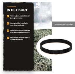 Dailygoods- Aandrijfriem Rubber - 77 Tanden - 3mm Tandhoogte - 10mm Breedte - 231mm Omtrek - Gesloten Lus - Compatibel met Black & Decker - Grasmaaier Riem — thumbnail 3