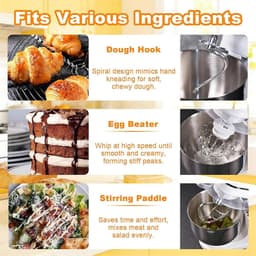 Keukenrobot - Keukenmachine mixer - Bakken en koken - 3-in-1 multifunctioneel - 10L kom - Wit — thumbnail 5