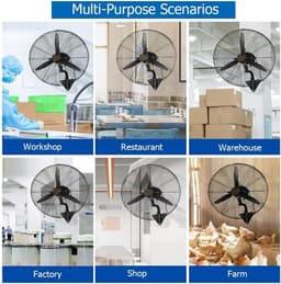 Wandventilator - Industriële ventilator - Ruimte Koeling - 120° Zwenkfunctie - 75CM - Zwart — thumbnail 4