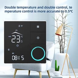 Slimme thermostaat - Temperatuurregelaar - Energie besparen - Spraakbesturing compatibel - 8x8x4 cm - Zwart — thumbnail 5
