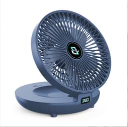 Oplaadbare Wandventilator - Kleine Bureauventilator - Frisse Lucht - Opvouwbaar Compact Design - 3 Snelheden - Blauw — thumbnail 1