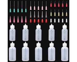 Set van 10 Naaldflessen met Dosing Tips - 30ml en 50ml Squeeze Flessen voor Vloeistoffen, Lijm en Acrylverf