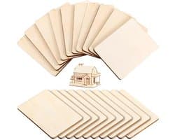 20 Onbewerkte Houten Rechthoekige Panelen van 9 x 6,3 cm, 2,5 mm Dikte voor Creatieve Projecten, Decoraties en Kunstwerken