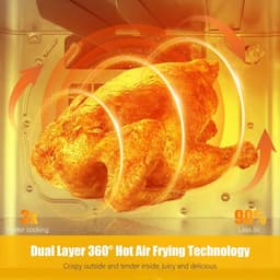 Airfryer – Heteluchtfriteuse – Dubbele Mand – Dubbele Lade – XXL Heteluchtoven – 11L Capaciteit – Verticaal Stapelbaar – PFAS-vrij – 2800W – 10 Kookprogramma’s – Sync & Match Functie — thumbnail 6
