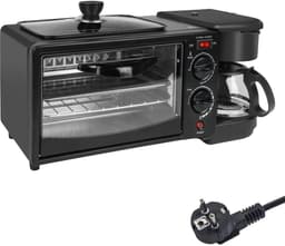 Innovastore Ontbijtmachine - Oven - Koffiezetapparaat - Broodrooster - Bakken - Warmhoudplaat - Kamperen - 3-1 machine - Zwart — thumbnail 1