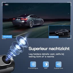 YOR® Dashcam Voor en Achter - Autocamera - Dashcamera - Nachtzicht - Zwart - 8cm x 4cm x 5cm; 350 g — thumbnail 4