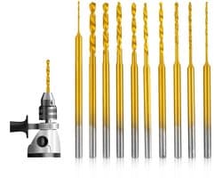 Set van 10 Mini Spiral Boorbits, Titanium Carbide Coated, Geschikt voor DIY Hars Sieraden, Amber en Printplaten