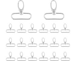 20 Stuks Metalen Sleutelhanger Haak met D-Ring, Carabiners en Draaihaak voor DIY Naaiprojecten en Tas Creaties