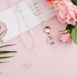 Elegante Lanyard met ID Houder voor Werk Badges, Natuurlijke Steen Kralen, Perfect voor School en Kantoor, Ideaal voor Sleutels en Kaarten — thumbnail 2