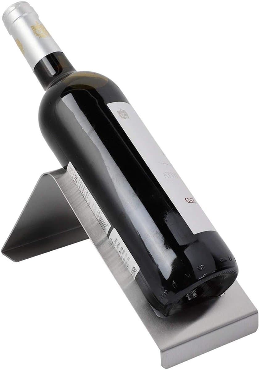Minimalistische RVS Wijnfleshouder voor Aanrecht, Geschikt voor 1 Fles, Compact en Stijlvol Design — afbeelding 1