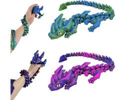 3D-printer Draak - Beweegbaar Speelgoed - Decoratie en Cadeau - Volledig Beweegbare Gewrichten - 30 cm lang - Wisselende Kleuren