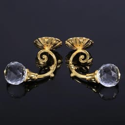 Stijlvolle 2-delige gordijnhouders met heldere kristallen ballen, wandgemonteerde tie backs voor elegante woningdecoratie in goudkleur. — thumbnail 5