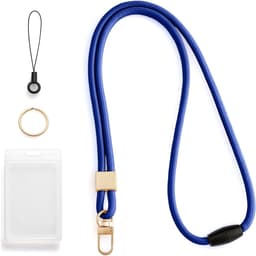 Lange Lanyard Badgehouder met Sleutelhanger en Kaarthouder in Koningsblauw voor ID en Toegangspassen — thumbnail 1