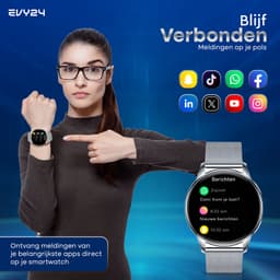Evy24 Smartwatch Pro 42mm - Smartwatch Dames - Horloge met Belfunctie - Sporthorloge Dames - AMOLED - Bloeddrukmeter - Stappenteller - Android en iOS - Zilver — thumbnail 8