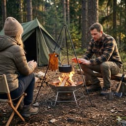 Opvouwbare Houtskool BBQ & Vuurplaats – RVS Camping Barbecue – Draagbaar & Stevig – Groot Formaat – Voor BBQ, Kampvuur & Outdoor Koken — thumbnail 2