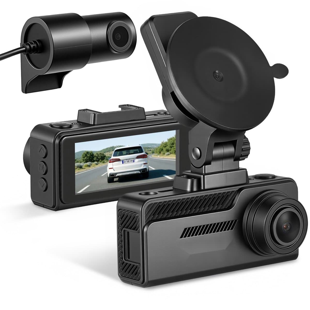 Dashcam Auto - Duale Voor- en Achtercamera - 4K + 1080p - GPS & G-sensor - 32 GB Geheugenkaart - 8,1 cm Scherm - Groothoek 129°/125° - Loopopname & Parkeermodus - Zwart — afbeelding 1