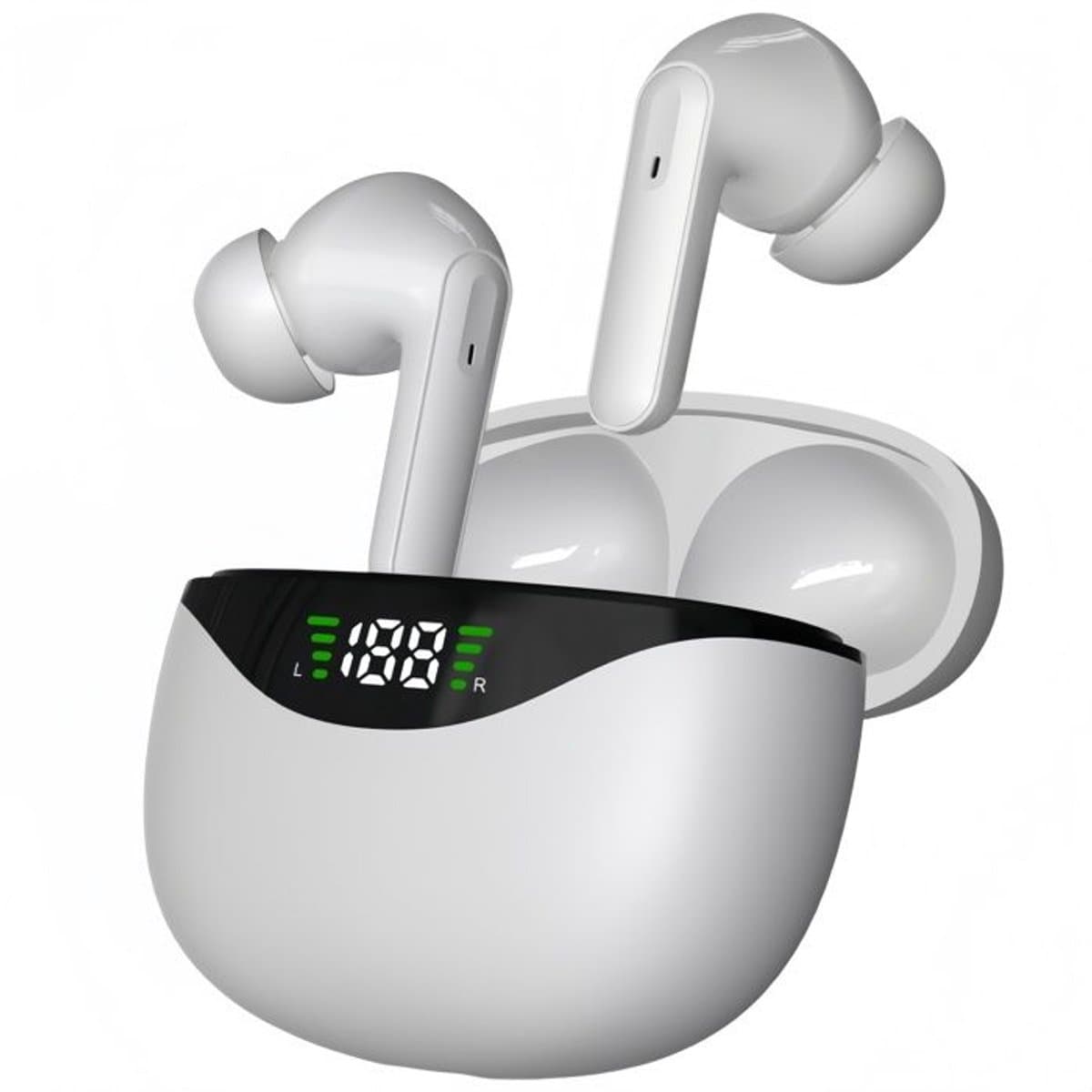 Draadloze Bluetooth-koptelefoon, stereokoptelefoon, led-display, 3D-surroundgeluid, ingebouwde microfoon, wit. — afbeelding 1