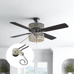 Plafondventilator Lichtschakelaar - Ketting Schakelaar - Ventilator Bediening - AAN-UIT Functie - 3 Stuks - Transparant Zwart — thumbnail 3