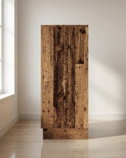 Wasmachinekast met Opbergruimte 70,5x71,5x91,5 cm – Rustiek Houtlook Badkamerkast met 2 Deuren – Multifunctionele Wasruimte Kast – Bruin – Ganeey — thumbnail 3