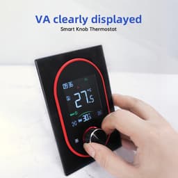 Intelligente thermostaat voor de thermostaat AC thuis met digitaal touchscreen VA en verstelbare knop 5 + 1 + 1 handleiding voor wekelijkse programmering, automatische vakantietijd (zwart) — thumbnail 5
