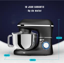 TIM® Mixer met Mengkom - Keukenmachine - Keukenrobot - Inclusief Accessoires - Zwart - 38cm x 24cm x 32cm — thumbnail 3