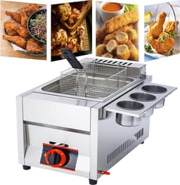 Gasfriteuse Roestvrijstaal - Professionele Fritteuse - Efficiënt Koken - Dubbele Tank - 11L Capaciteit - Zilver — thumbnail 1