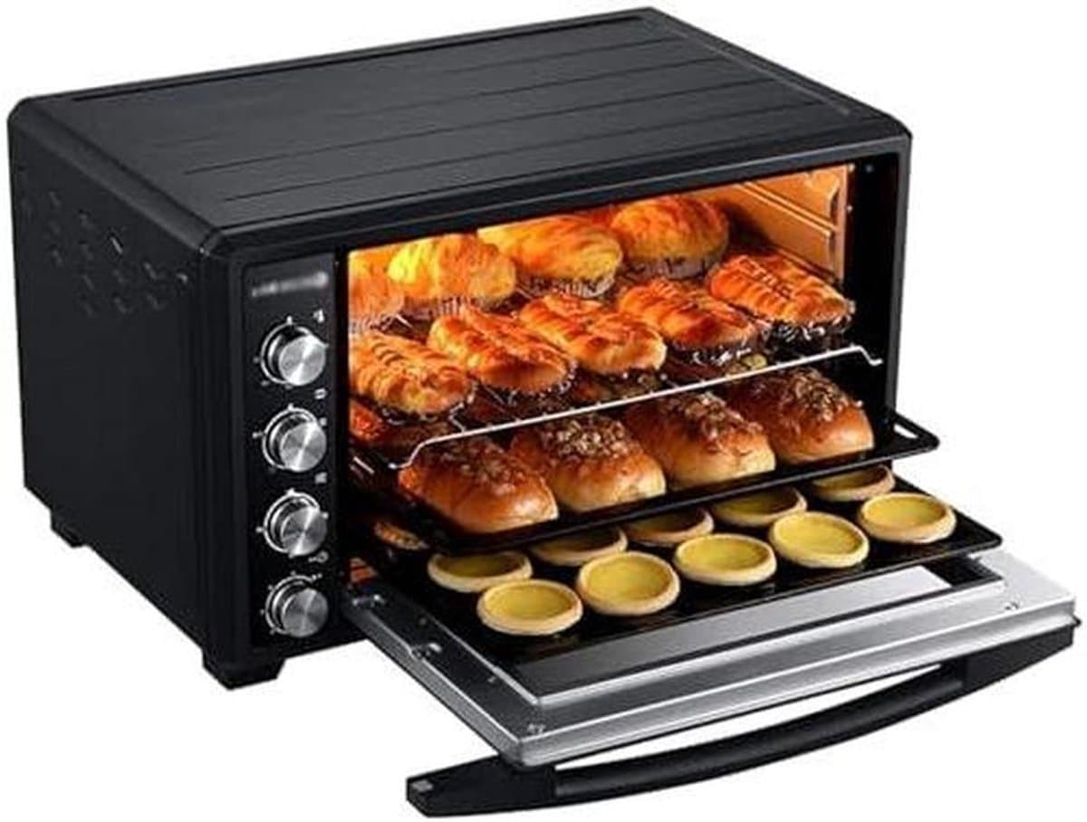 Elektrische Oven - Heteluchtoven Airfryer - Branden Bakken Grillen - Instelbare Temperatuur - 60 Minuten Timer - Zwart — afbeelding 1