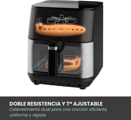 Luchtfriteuse - Airfryer - Gezond Koken - Dubbele Weerstand - 9 Liter - Zwart — thumbnail 4