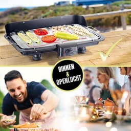 Thuys - Elektrische Tafelgrill Zwart XXL - 51x30cm Grilloppervlak - 2200W - Traploze Temperatuurregeling - voor Balkon en Binnen — thumbnail 4