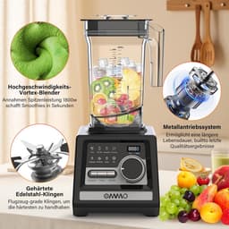 Standmixer Krachtig - Smoothie Maker Blender - Gezonde Dranken Maken - 1800W Spitsnelheid Motor - 2 Liter Kan - Zwart — thumbnail 5