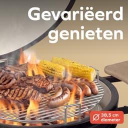 KitchenBrothers Kamado BBQ - 18 Inch Houtskool Barbecue - 38,5⌀ cm - PFAS-vrij - Complete Set - Egg BBQ met Accessoires inclusief Hoes - Zwart — thumbnail 5