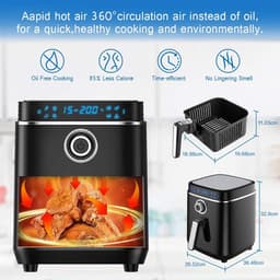 Heteluchtfriteuse - Airfryer Digitaal - Gezond Koken - Intuïtief Touchscreen - 35 Liter - Zwart — thumbnail 5