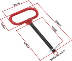 Dailygoods- Trekhaakpen 3/8 x 4 Inch - Trekhaak voor Aanhangwagens - Trekhaakpennen voor Grasmaaier - Slijtvast Koolstofstaal - Veiligheidsclip met Sterke Klemkracht — thumbnail 5
