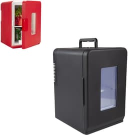 KZQ Mini koelkast 15 liter 2-in-1 minibar koel en warm AC/DC 230V/12V draagbaar zwart zwarte glazen deur voor auto kantoor camping thuis eten drinken — thumbnail 1