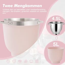 QUOVO® Mixer met mengkom - Mixer - Mixer met mengkom keukenmachine - donkerroze - ‎22cm x 36cm x 33cm; 4.25 kg — thumbnail 5