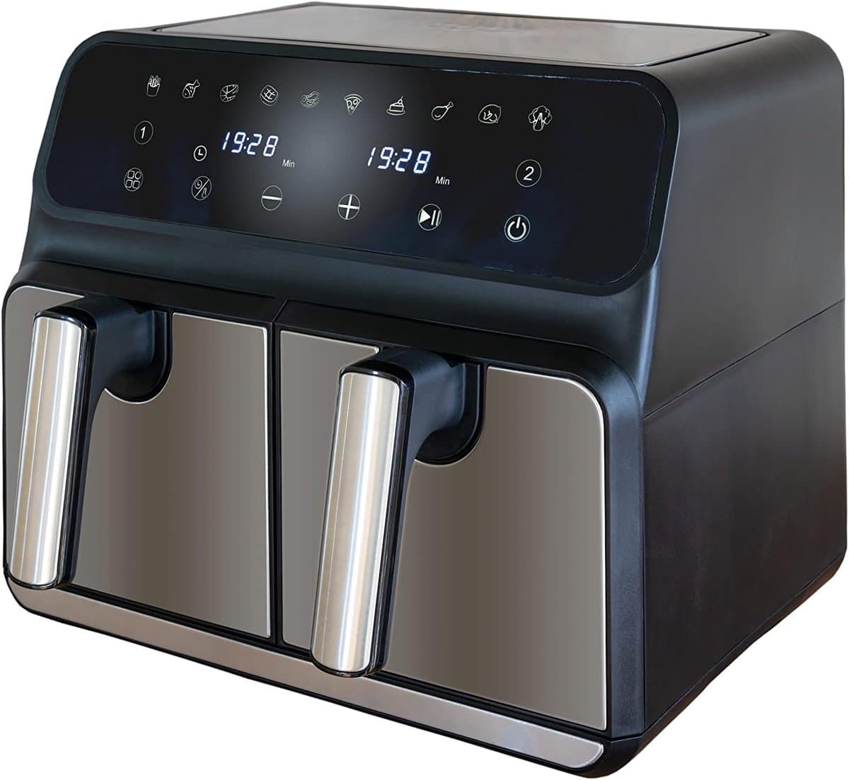 Heteluchtfriteuse Dubbele Mand - Airfryer Dubbele Zone - Gezond Frituren - Twee Aparte Zones - 8 Liter - Zwart — afbeelding 1