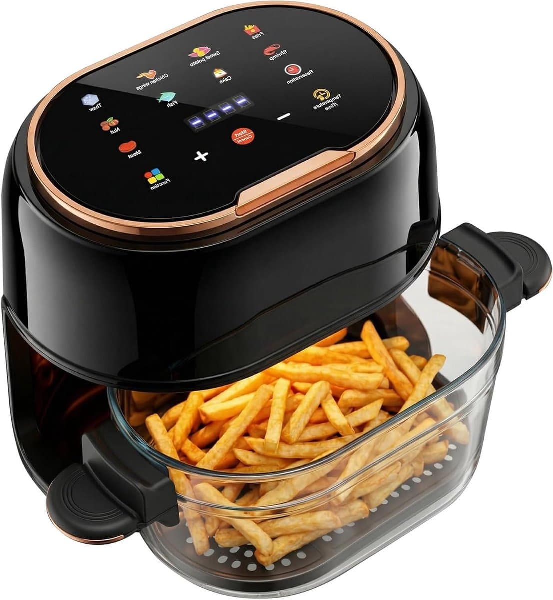 Airfryer - Heteluchtfriteuse - Gezond Frituren - Transparante Glazen Kom - 4 Liter - Zwart — afbeelding 1