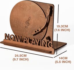 Vinyl Platenhouder - LP Standaard - Now Playing Vinyl Display - Albumhouder - Vinylplaten Opslag - Spiraalgroef Textuur - LP Vinyl Houder - Rustiek Woonaccessoire - Vinyl Liefhebbers Cadeau - Platenstandaard - LP Accessoires - Zwart — thumbnail 2