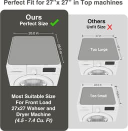 Wasmachine Droger Hoezen - Apparaat Beschermers - Apparatuur Beschermen - Waterdicht Antislip - 66 x 66 cm - Donkergrijs — thumbnail 4