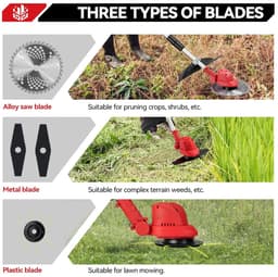 Cventrix Borstelloze elektrische grasmaaier, Grasmaaier, Electrische grasmaaier, 10 inch, Grastrimmer, 4000W, Inclusief Accu en oplader. — thumbnail 5