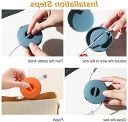Kabelhaspel met Telefoonhouder voor USB-C, Hoofdtelefoon- en Gegevenskabels, 4 Stuks voor Thuis, Kantoor en School, Ideaal voor Organisatie en Opslag — thumbnail 3