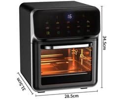 Heteluchtfriteuse – Airfryer - Airfryer Oven - 12L - 1350W - LED Touchscreen - Olievrije Heteluchtfriteuse - Multifunctioneel Convectoroven - Kijkvenster - Grote Capaciteit - Zwart
